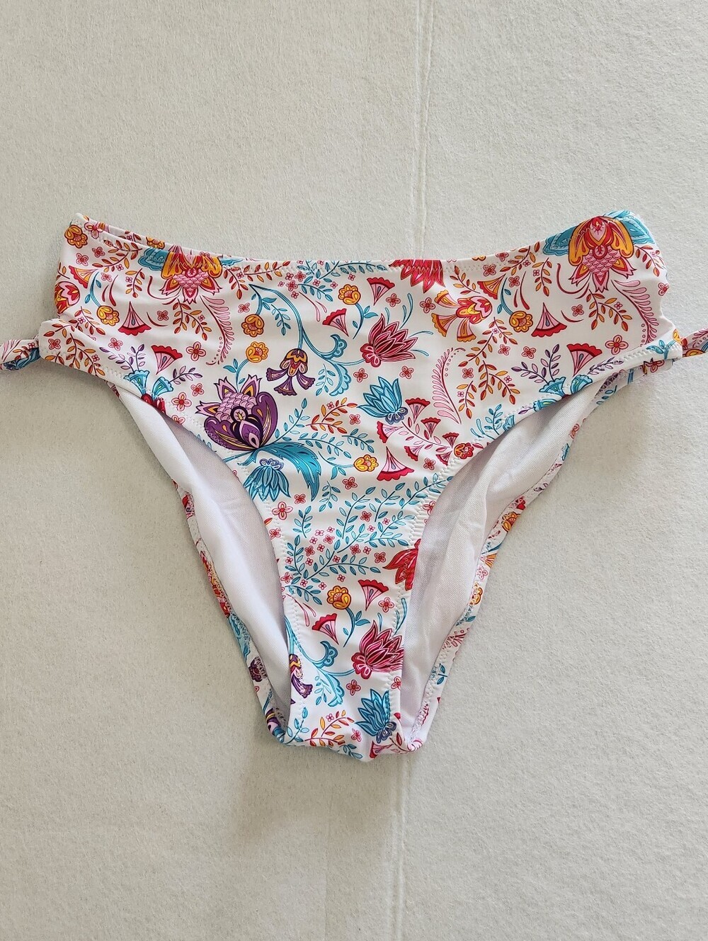 Shekini Women's Floral Print Bikini Bottom Tie Sides Size Large